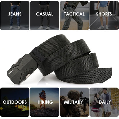 Herren-Gürtel Aus Nylonband Elastisch Mit Schnellverschluss Und Matte Metall-Schnalle Für Outdoor