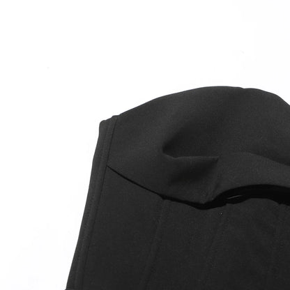 Minimalistischer Damen-Blazer mit Knopfleiste und Patchwork-Design – lockerer Schnitt, lange Ärmel und Taschen