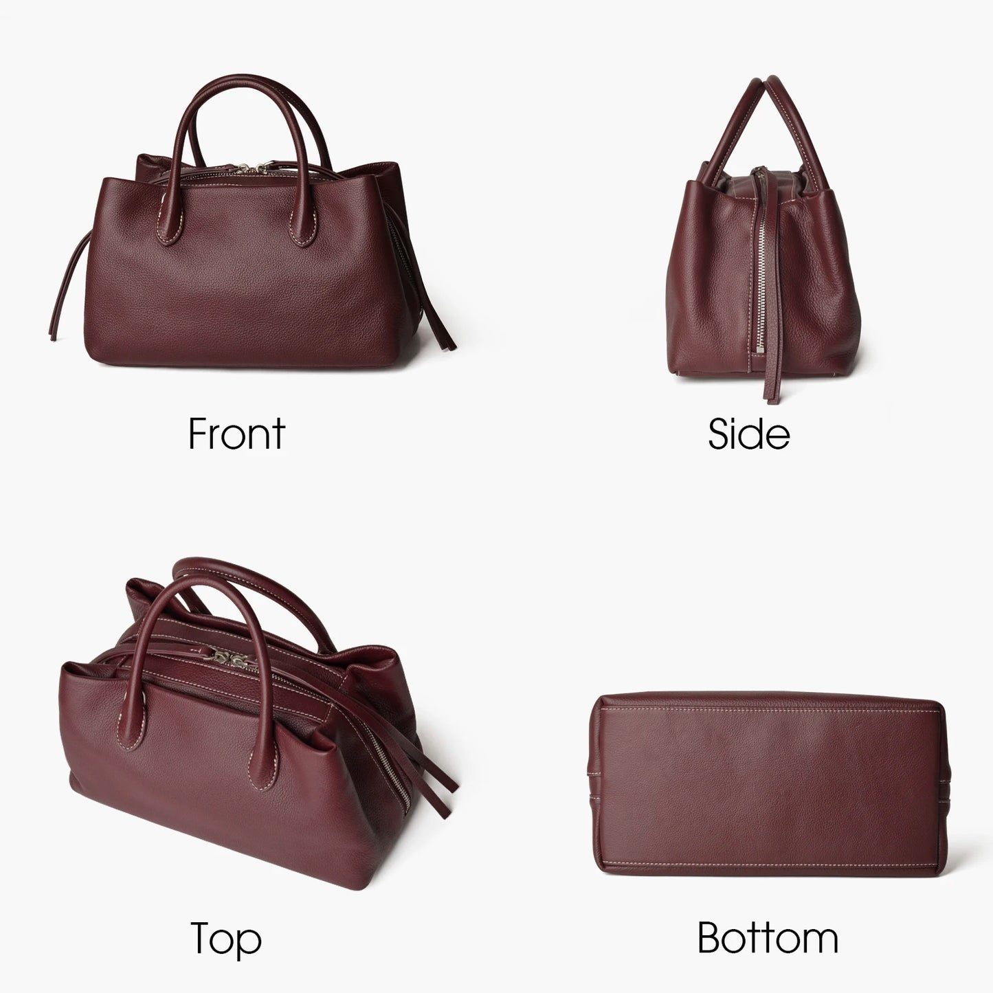 Echtes Rindsleder Damen-Handtasche | Mehrfach-Fächer Top-Handle