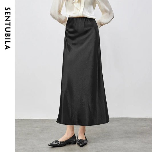 Damen Rock im Luxus-Stil aus Satin in A-Linie für elegante Anlässe