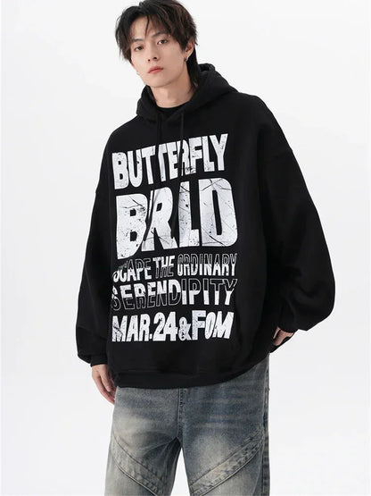 Herren Hoodie mit Letter Print im Hip Hop Stil für den Herbst