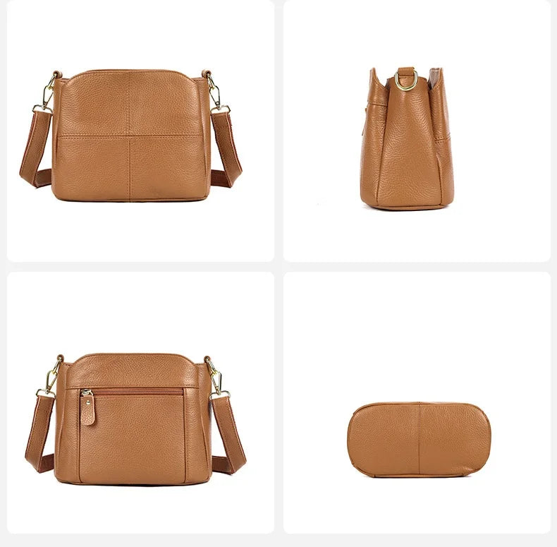 Damen-Schultertasche aus Leder Vintage Schwarz Großes Fassungsvermögen Crossbody-Tasche