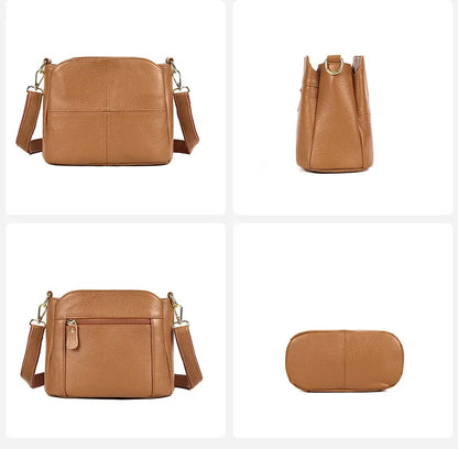 Damen-Schultertasche aus Leder Vintage Schwarz Großes Fassungsvermögen Crossbody-Tasche