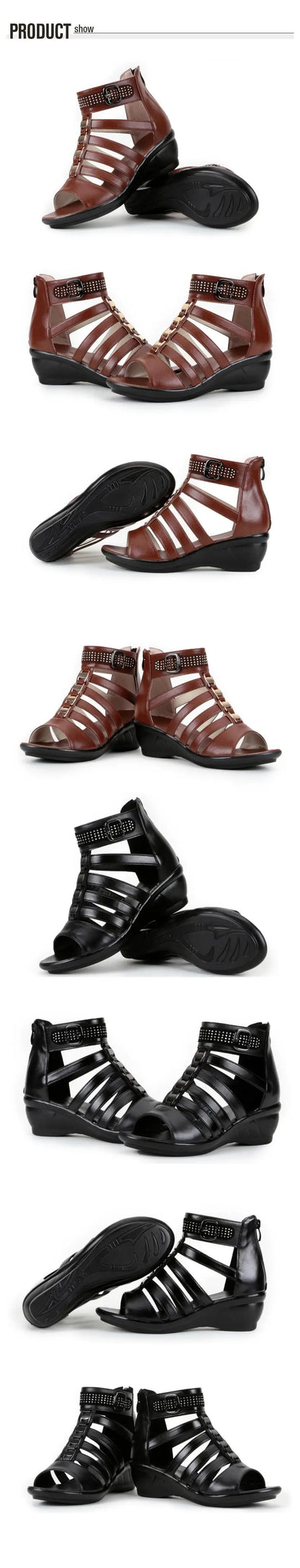 AIYUQI frauen sandalen 2025, sommer neue frauen echtes leder sandalen große größe 41 42 43 strass Römischen sandalen damen mutter