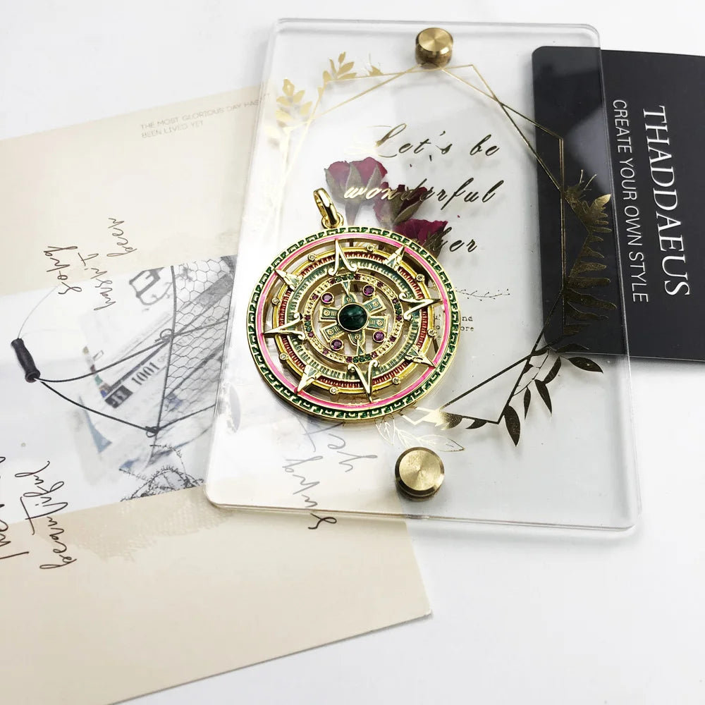 Damen-Charm-Anhänger Azteken Amulett golden magisch aus Sterlingsilber