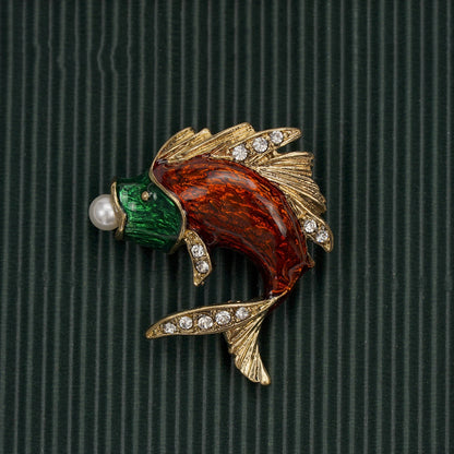 Brosche Fisch Schmetterling Insekt Emaille Kristall Vintage Retro Kleidung Damen