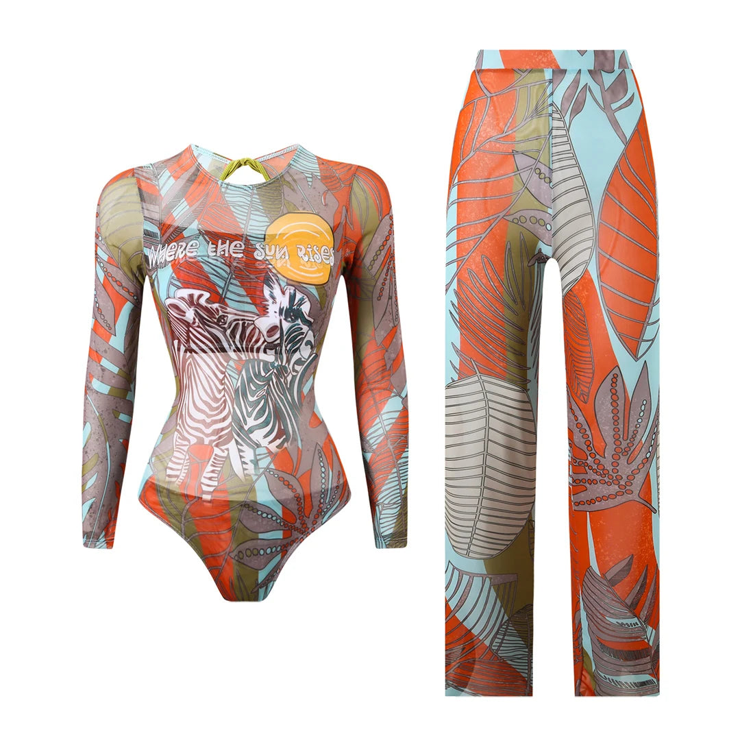 Damen-Hose mit Blumenmuster