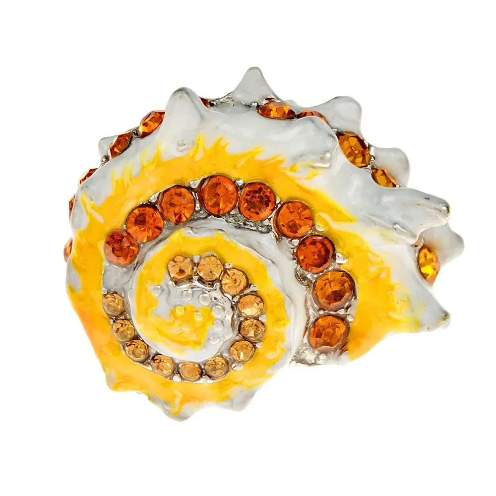 Brosche Muschel Emaille Strass Meeresmotiv Ozean Anstecknadel Damen