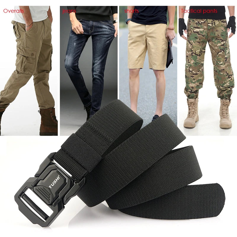 Herren-Elastischer Outdoor-Gürtel aus Aluminiumlegierung mit Schnellverschluss für Trekking