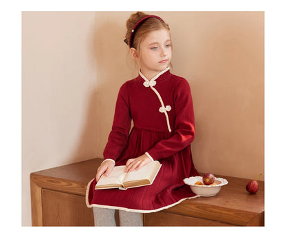 Weihnachtspullover für Kinder im Retro-Stil – Jacquard-Strick in Rosa, locker und niedlich, für Mädchen von 110cm bis 170cm