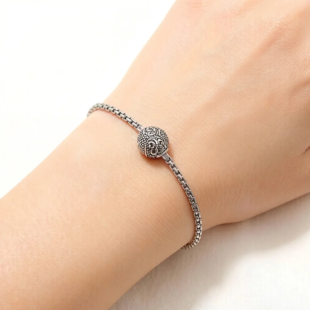 Damen-Armband schwarze Gliederkette Karma aus Sterlingsilber