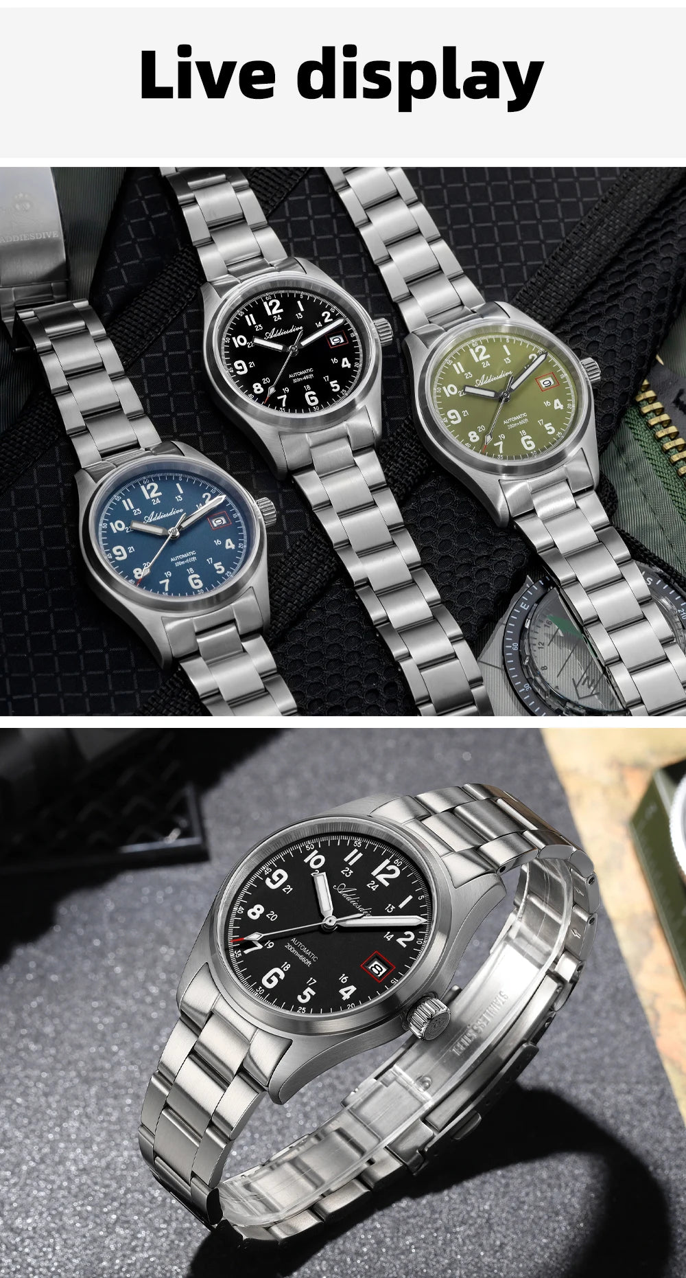 Herren-Vintage-Automatikuhr mit Saphirglas und NH35A-Werk