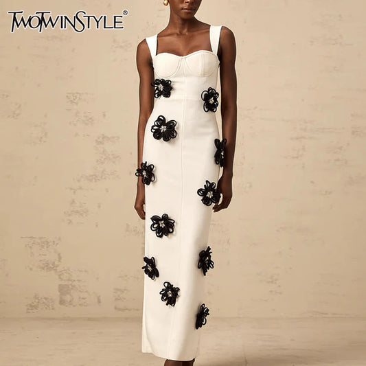 Ärmelloses Midikleid mit Polka-Dots und Patchwork-Spitze im Colorblock-Design für Damen mit Halterneck