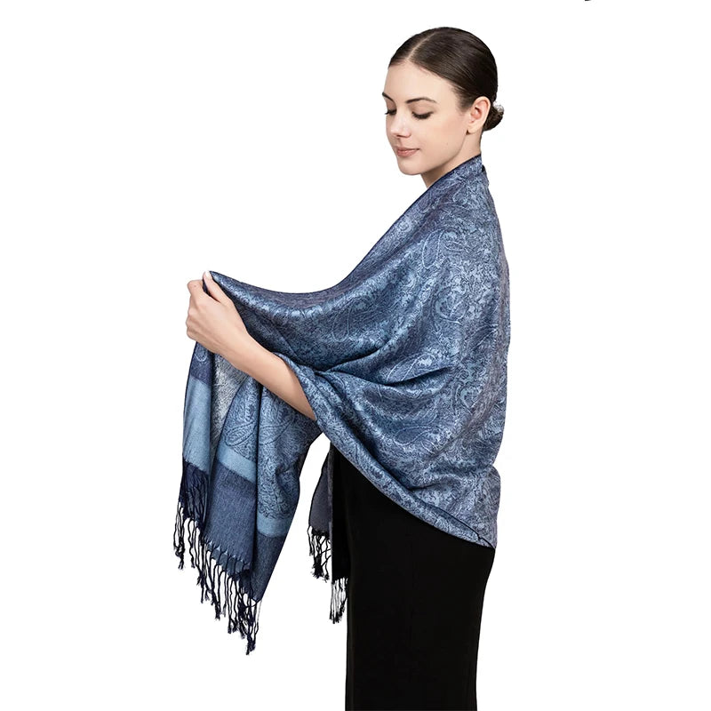 Damen Jacquard Schal ethnisch Kaschmir dick weich Halstuch Bandana Outdoor