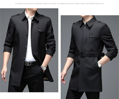 Langer Trenchcoat für Herren – Leichtmantel für Frühling & Herbst