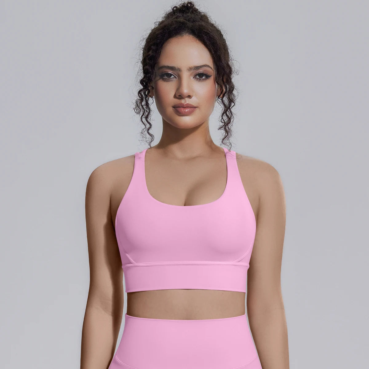 Damen Sport-BH in Rosa mit Brustpolstern, breiten Trägern