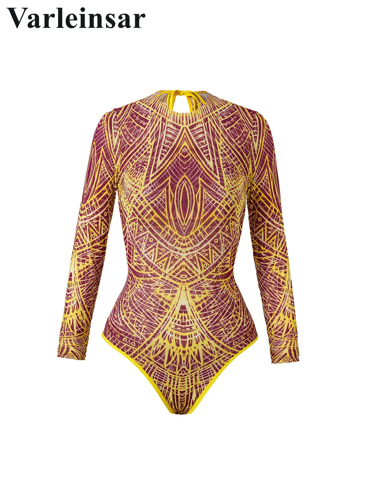 Damen Badeanzug Blumen Print Langarm mit Hose Einteiler Schwimmanzug