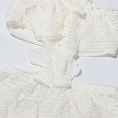 Eleganter Damen-Minirock mit Patchwork-Design und Rüschen, hoher Taille und figurbetonter Passform