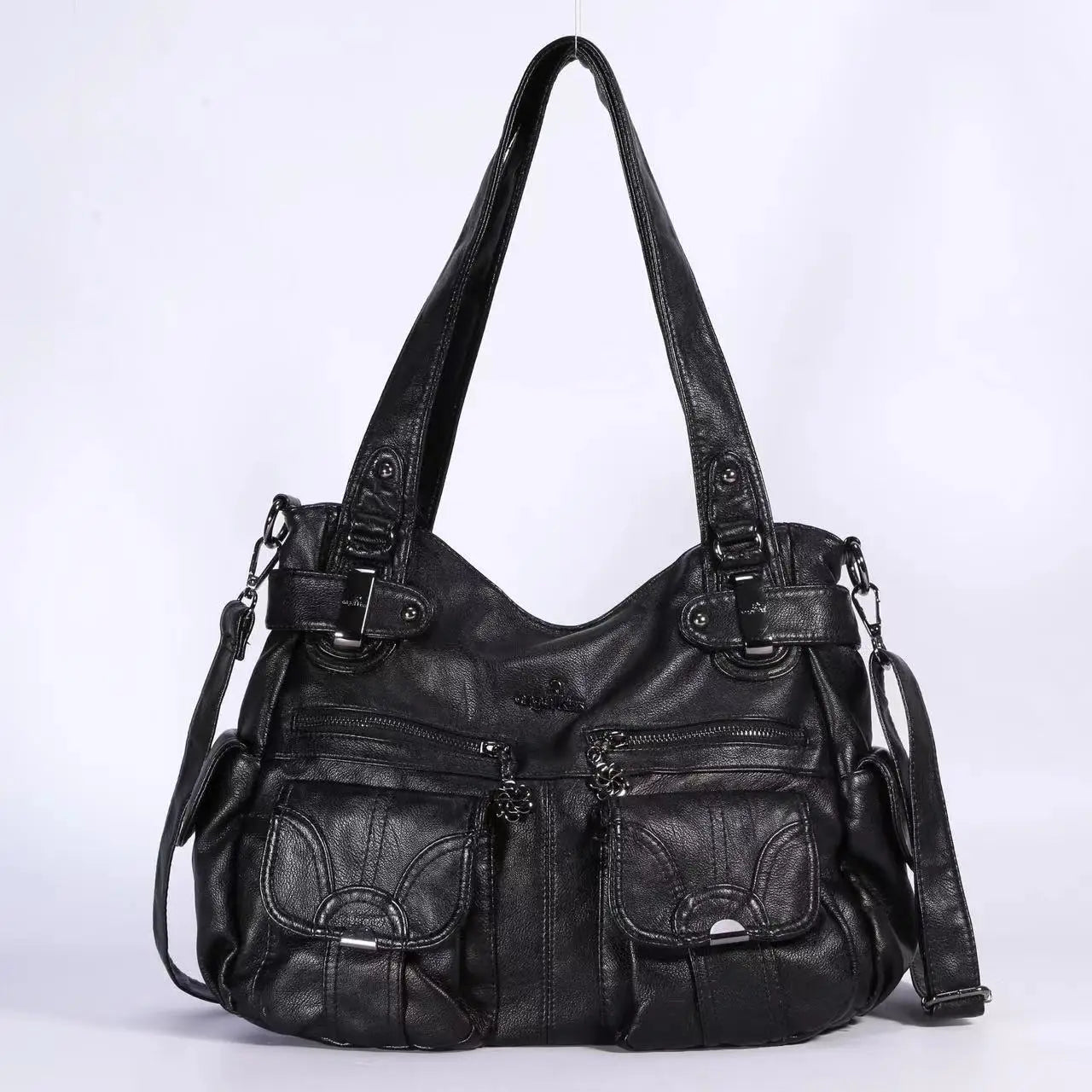 Damen-Handtasche Großes Fassungsvermögen Schultertasche Mit Oberem Tragegriff aus waschbarem PU-Leder