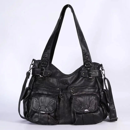 Damen-Handtasche Großes Fassungsvermögen Schultertasche Mit Oberem Tragegriff aus waschbarem PU-Leder