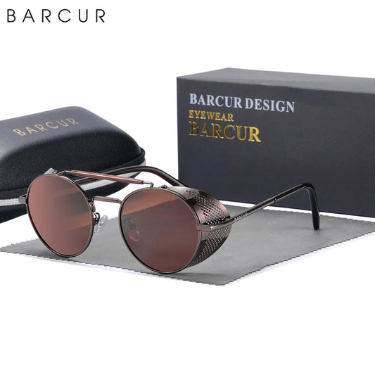 Sonnenbrille Steampunk rund polarisiert UV400 Vintage Herren Damen