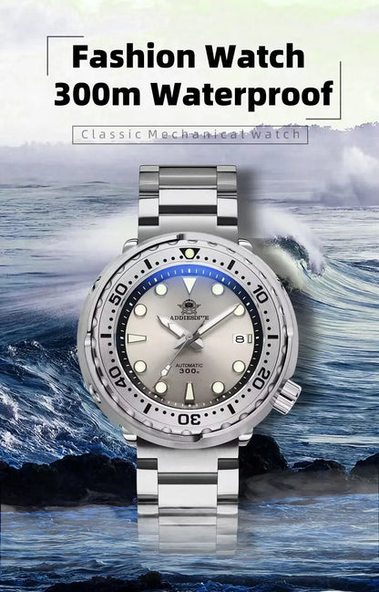 Herren-Luxus-Tuna-Taucheruhr mit Saphirglas und 300 m Tiefe