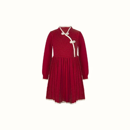Weihnachtspullover für Kinder im Retro-Stil – Jacquard-Strick in Rosa, locker und niedlich, für Mädchen von 110cm bis 170cm