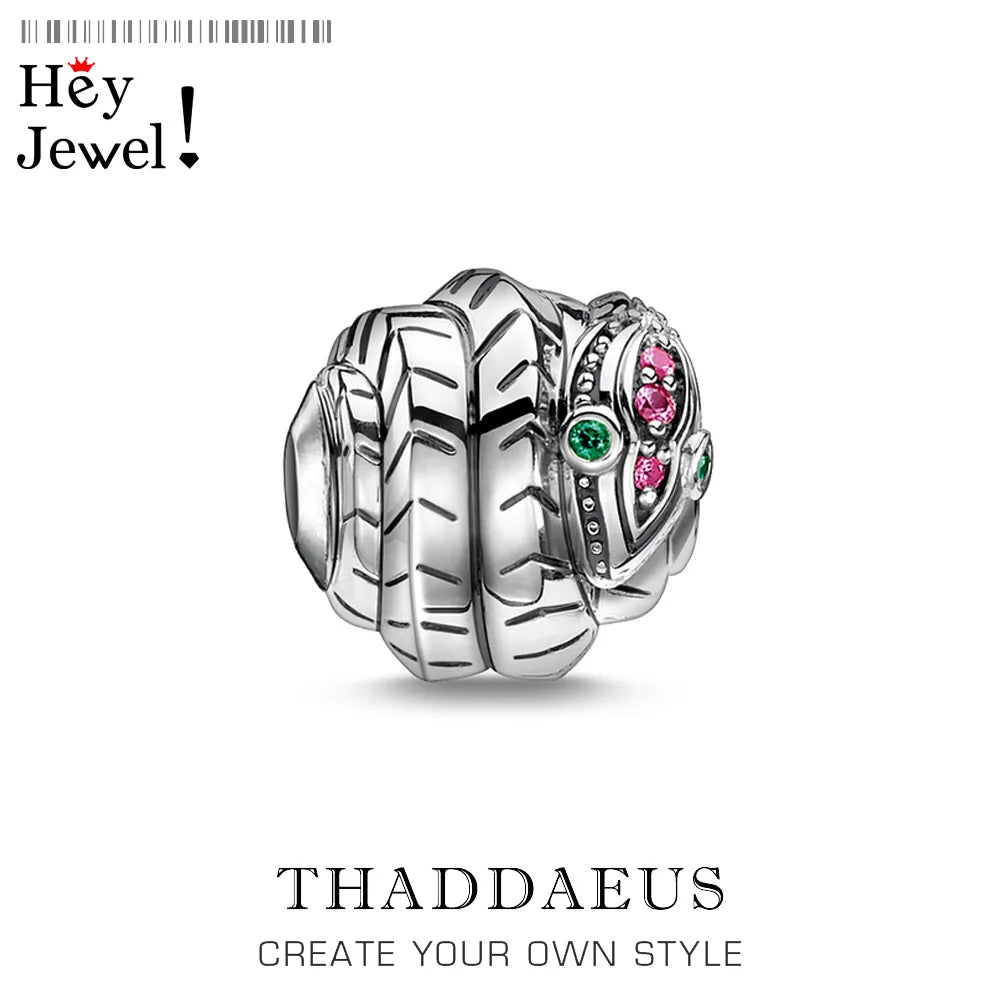 Damen-Charm-Anhänger Schlange Perlen romantisch aus Sterlingsilber