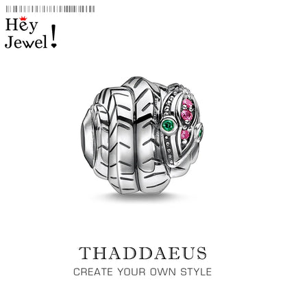 Damen-Charm-Anhänger Schlange Perlen romantisch aus Sterlingsilber