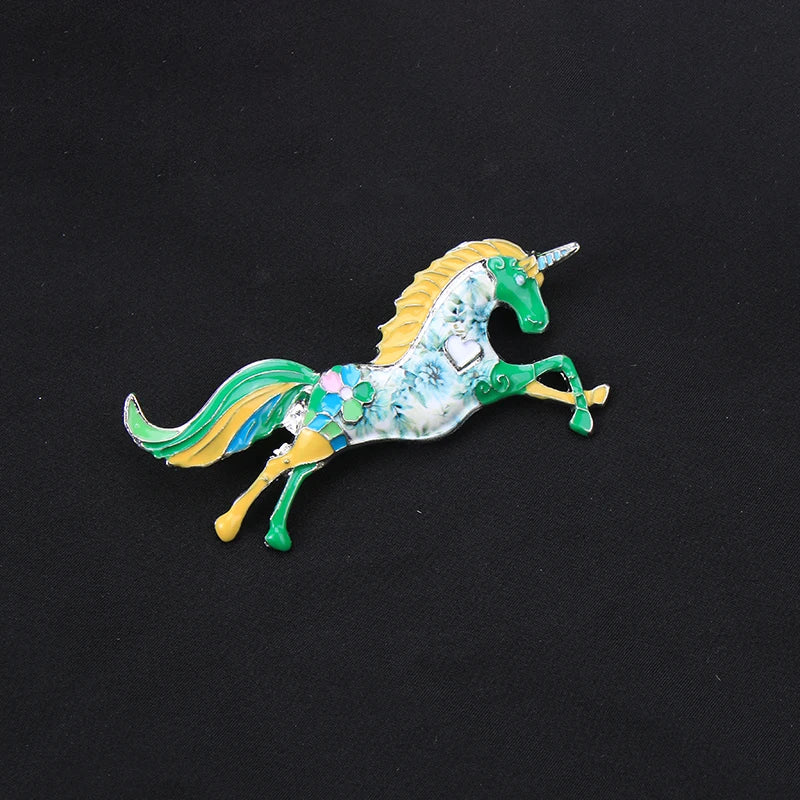 Brosche Tier Fantasy Emaille Strass Fuchs Einhorn Pferd Vogel gemischt