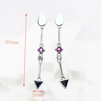 Damen-Ohrtropfen mehrfarbige Steine geometrisch Böhmen aus Sterlingsilber