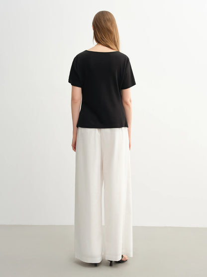 Französisch inspiriertes romantisches Sommer-Damenhemd mit kurzen Ärmeln und einzigartigem Design – vielseitig und lässig.