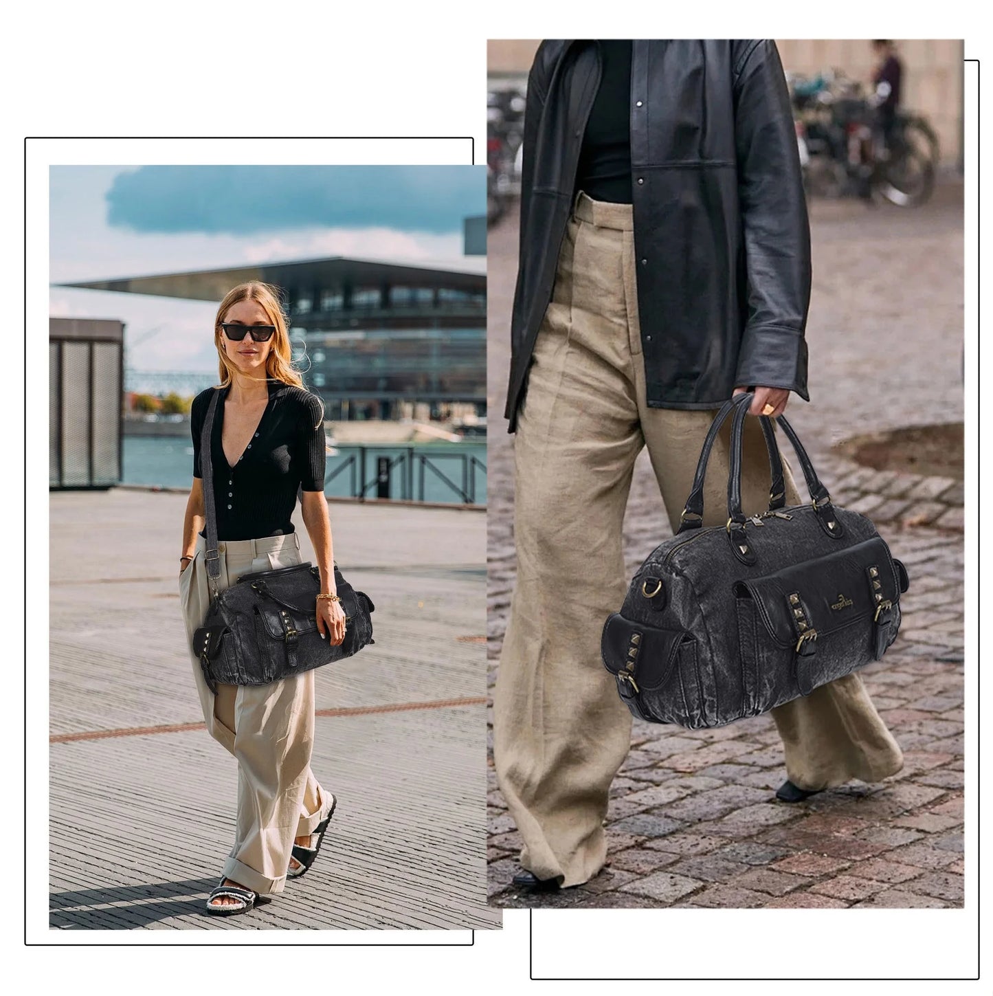 Damen-Satchel-Tasche Aus Denim Mit Obergriff Großes Fassungsvermögen Alltagstauglich