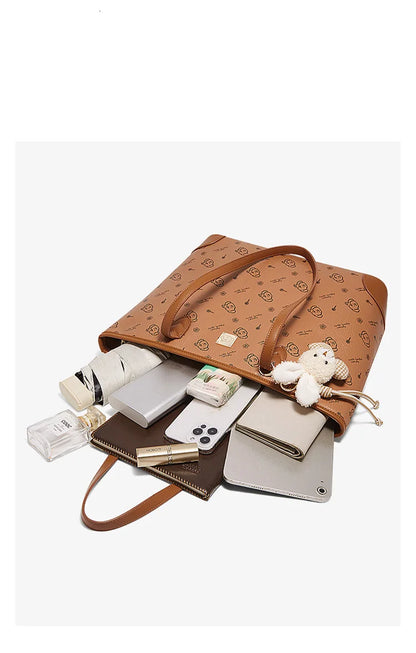 Damen Schultertasche Aus PU-Leder Mit Großer Kapazität Und Alltagslook
