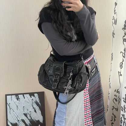 Damen-Handtasche aus PU-Kunstleder mit Top-Handle, Reißverschluss und Mehrfachfächern