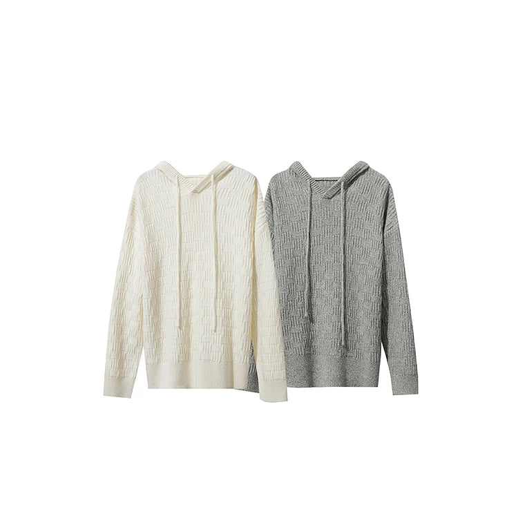 Damen-Kapuzenpullover Acryl-Wolle Raglan locker einfarbig Herbst-Winter