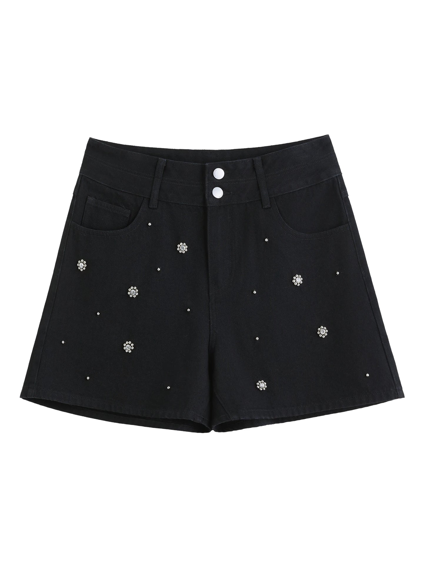 Damen-Hose mit elastischem Bund und Kordelzug, weites Bein, lässig und hoch tailliert – ideal für den Sommer.