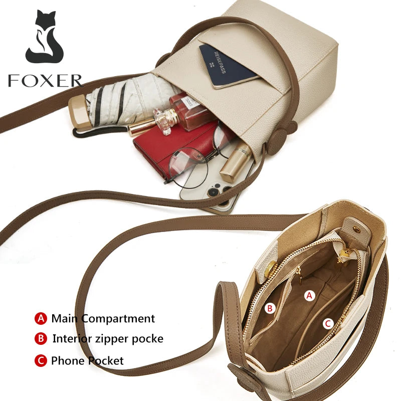 Damen Schultertasche Crossbody aus Splitleder mit großer Kapazität