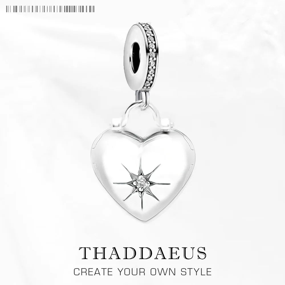 Damen-Charm-Anhänger Herz-Medaillon Vintage aus Sterlingsilber