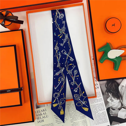 Damen Seidenschal klein quadratisch Haarband Halstuch Kopftuch Bandana E