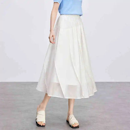 Damen Midi Rock aus Lyocell mit gemütlicher elastischer Taille im A-Linien-Stil