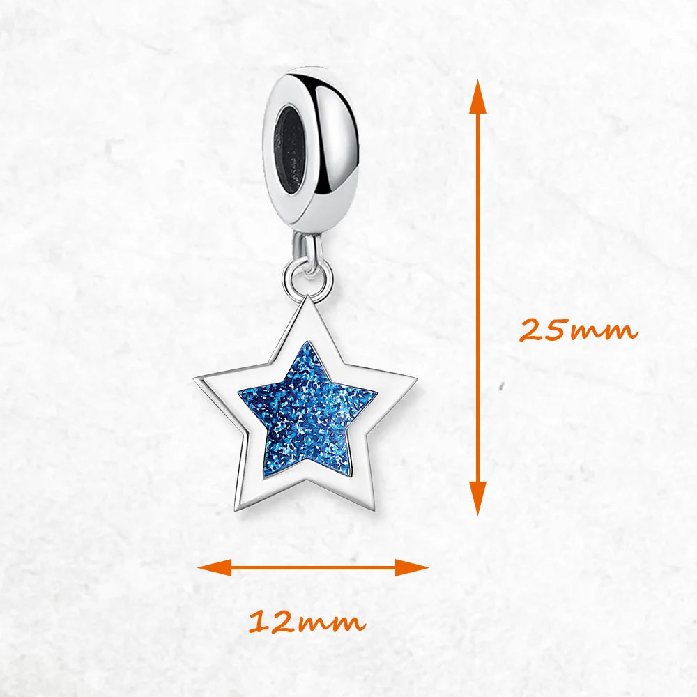 Damen-Charm-Anhänger blauer Stern Böhmen II aus Sterlingsilber