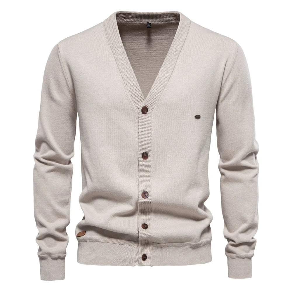 Herren Cardigan Sweater aus hochwertiger Baumwolle im lässigen einfarbigen Design