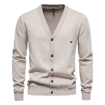 Herren Cardigan Sweater aus hochwertiger Baumwolle im lässigen einfarbigen Design