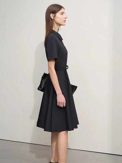 Elegantes Damen Sommer Kleid Mit Gürtel Flatternde Passform