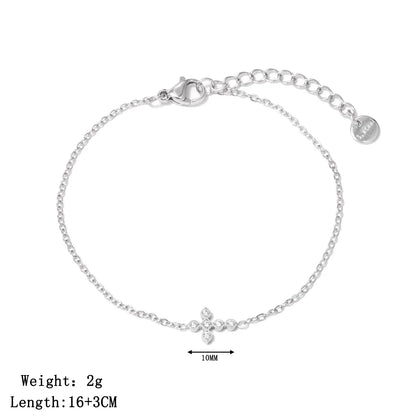 OBEAR 18K vergoldetes Edelstahl-Armband mit zierlichem Kreuz, Micro-Pavé-Armband mit kubischen Zirkonia, minimalistischer Schmuck, Geschenk für Frauen
