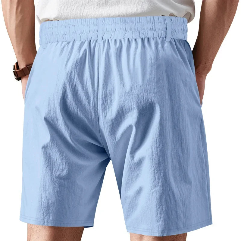 Graue Herren-Fitness-Shorts für Sommer und Training – Bequeme, elastische Dreipunkt-Hose für Laufen und Freizeit