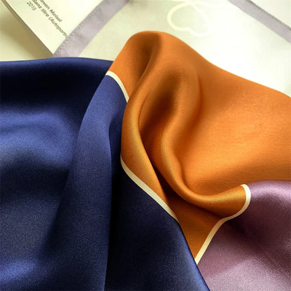 Damen Maulbeerseide Schal Plaid Foulard quadratisch Halstuch Hijab Bandana bedruckt