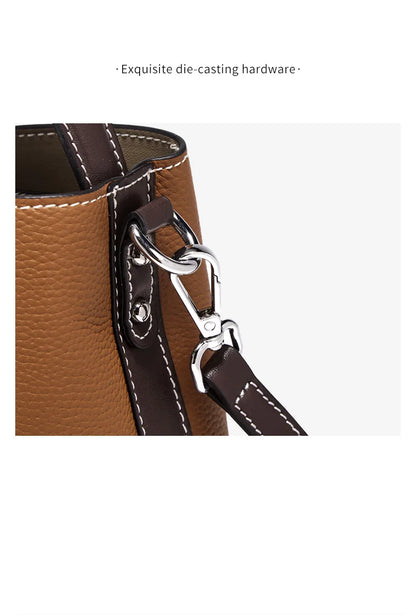 Damen-Handtasche aus echtem Leder im Bucket-Stil mit großem Fassungsvermögen Alltagstauglich