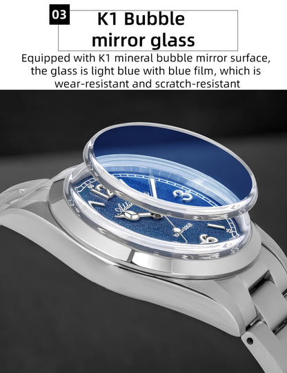 Herren-Freizeituhr 36 mm mit Bubble-Glas und Sommerfarben